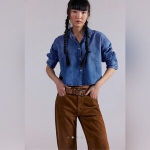 Citizens Of Humanity Ana Cropped Indigo Denim Shirt NWT